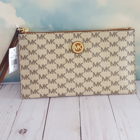 mk fulton large zip clutch